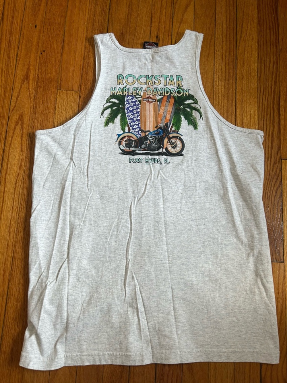 Harley-Davidson Light Gray RockStar Graphic Tank with Surfboard and Motorcycle